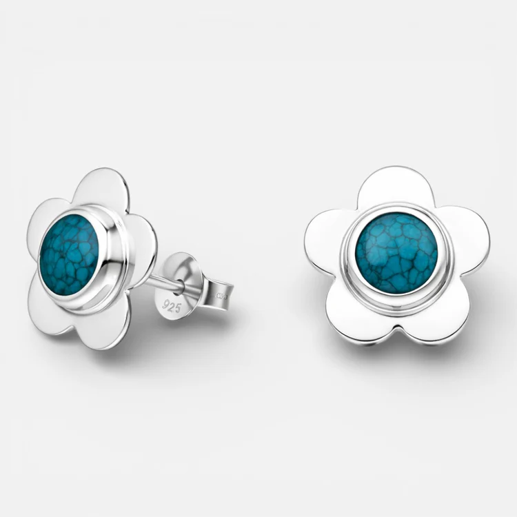 Aro Flor Crisocola Plata